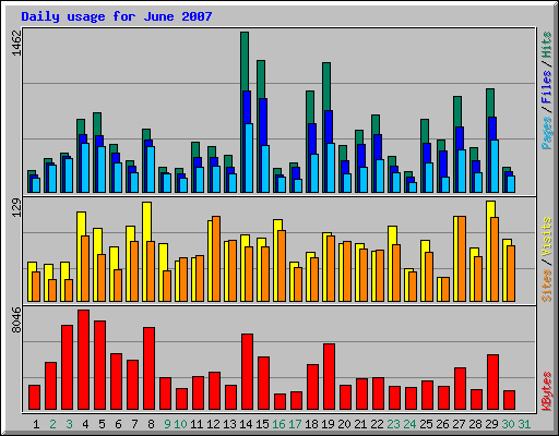 Daily usage for June 2007