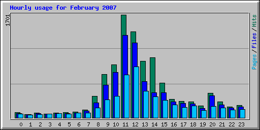Hourly usage for February 2007